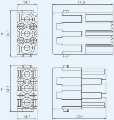 Specifications of HDC-HMC3-4-MCFC Rectangular Connectors